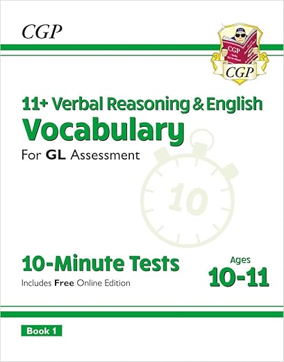 Book cover for '11+ Verbal Reasoning & English Vocabulary 10-Minute Tests Ages 10-11'